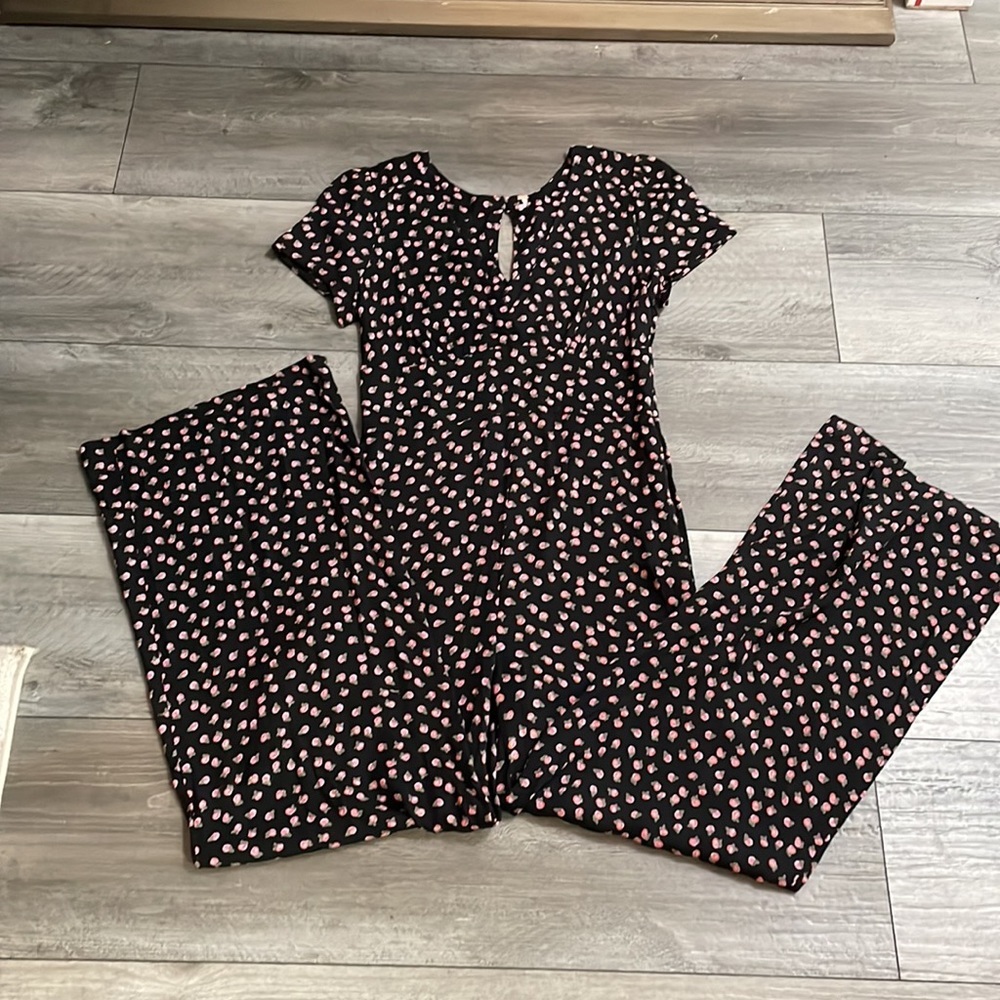 Free people, floral,‎ black, pink, jumpsuit, size 4 - Picture 3 of 6